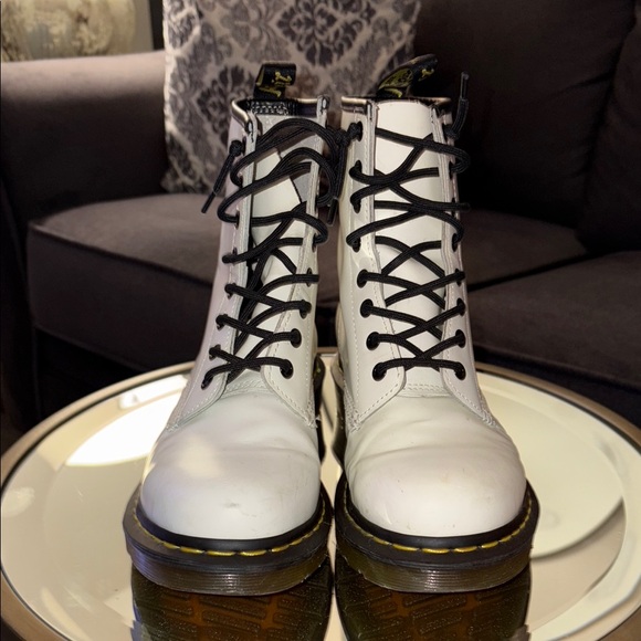 Dr. Martens White Combat Boots Size 8 - Picture 1 of 12